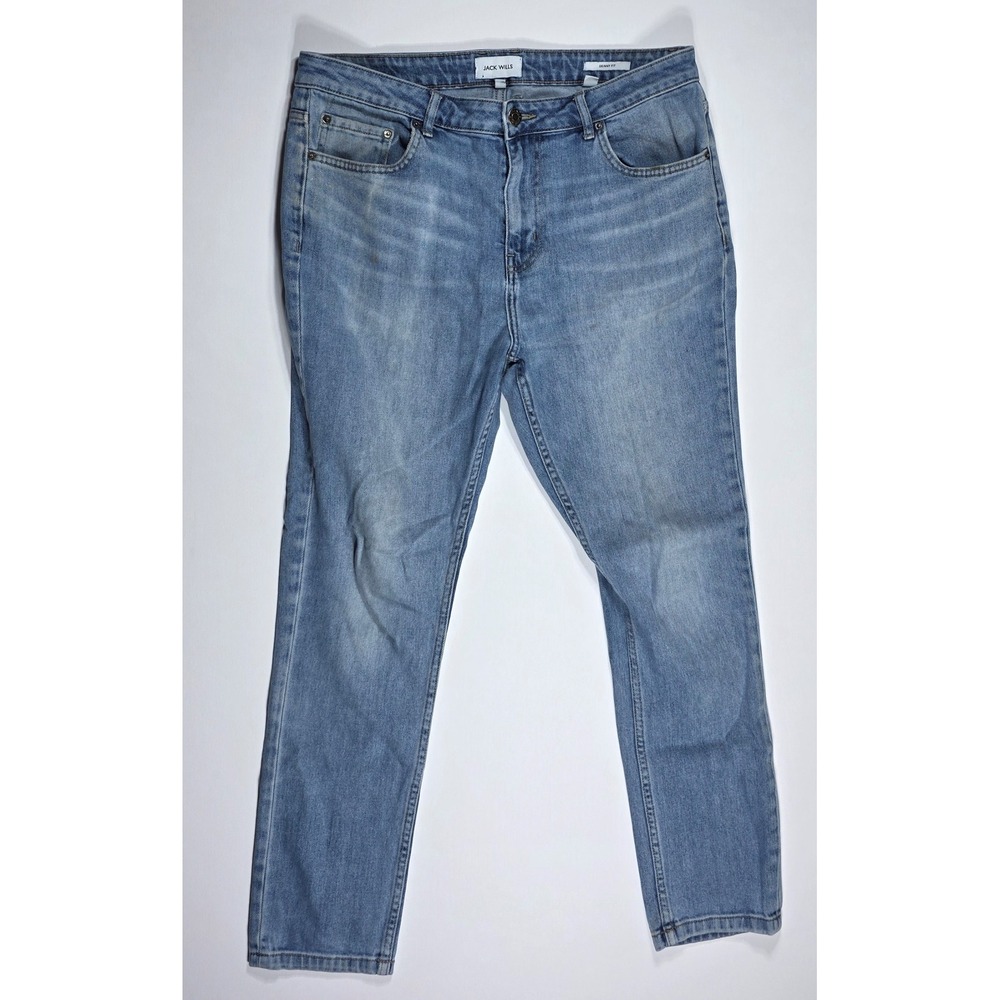 Jack Wills Mens Skinny Fit Jeans Light Wash Blue Denim 34W 32L